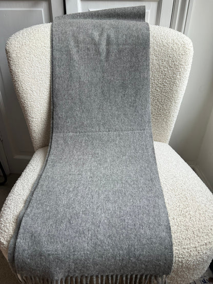 Mulberry Solid Grey Merino Wool Scarf (RRP £135)