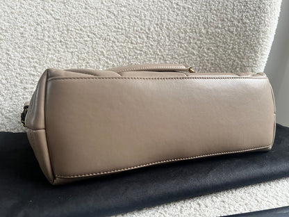 Yves Saint Laurent (YSL) Small Puffer in Beige Quilted Lambskin Gold Hardware (RRP £2,415)
