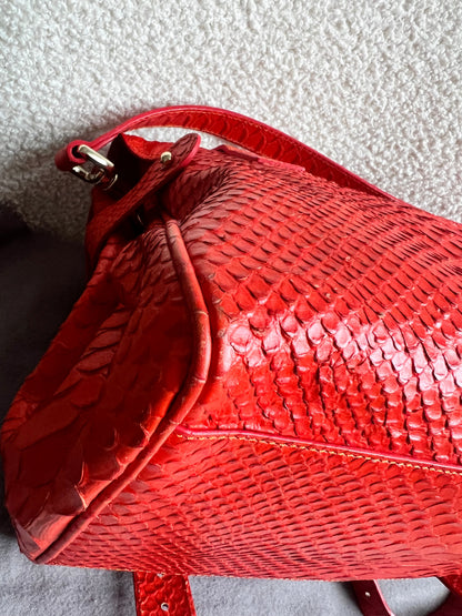 Mulberry Flame Red Silky Snake Print Regular Alexa (RRP £1100)