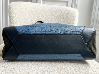 Mulberry Pale Navy Matte Croc, Silky Calf and Suede Millie Tote (£1,095)