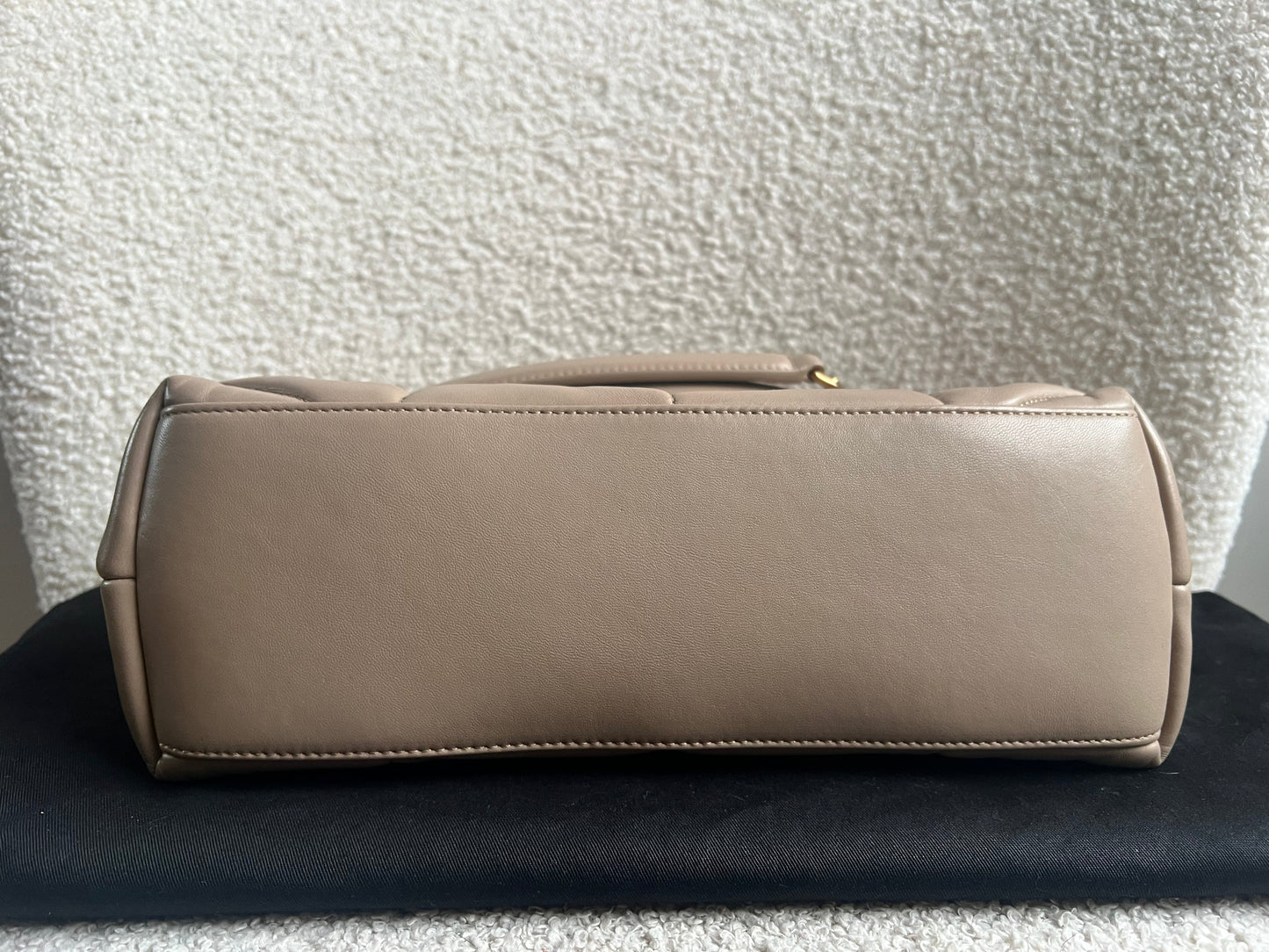 Yves Saint Laurent (YSL) Small Puffer in Beige Quilted Lambskin Gold Hardware (RRP £2,415)