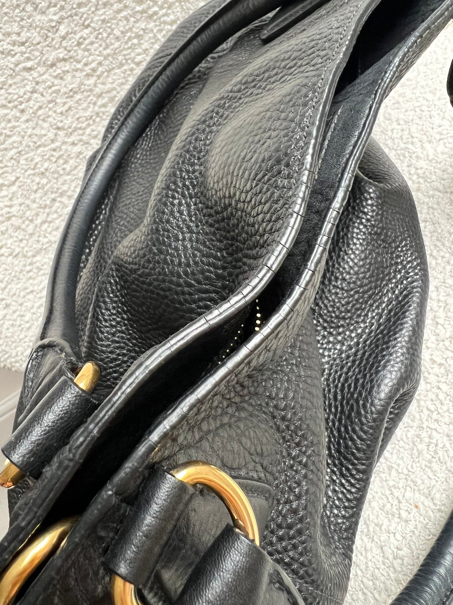 Prada Black Vitello Daino Side Pocket Tote