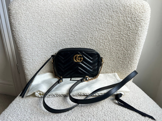 Gucci GG Black Marmont Mini Shoulder Bag (RRP £1,360)