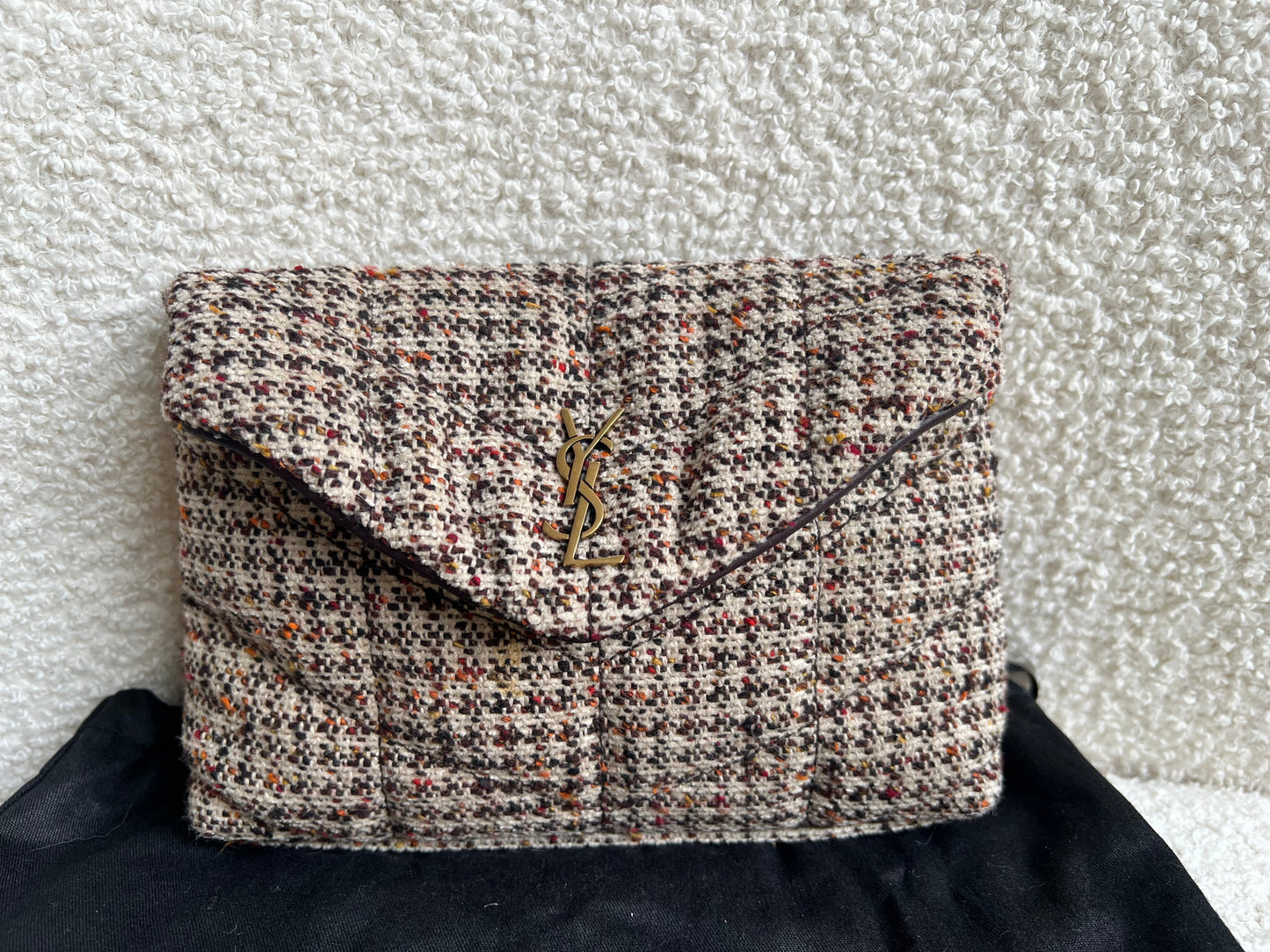 Yves Saint Laurent (YSL) Puffer Clutch Pouch in Tweed (RRP £710)
