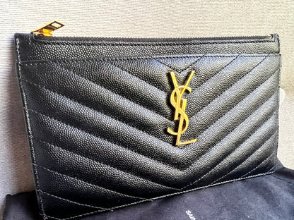 Yves Saint Laurent (YSL) Black Cassandra Zip Pouch (RRP £365)