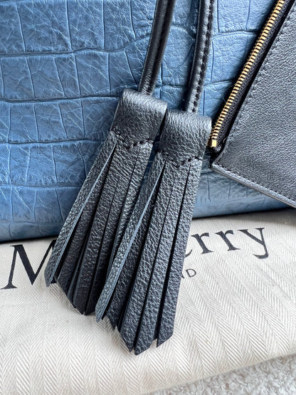 Mulberry Pale Navy Matte Croc, Silky Calf and Suede Millie Tote (£1,095)