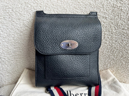 Mulberry Small Black Antony with striped strap