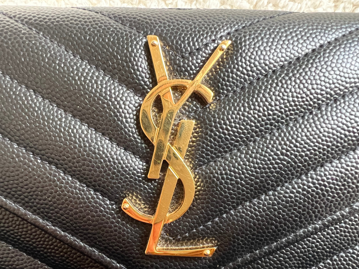 Yves Saint Laurent Black Large Cassandre Flap Wallet (RRP £665)