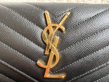 Yves Saint Laurent Black Large Cassandre Flap Wallet (RRP £665)