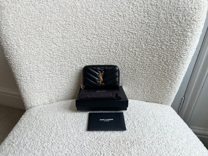 Yves Saint Laurent Black Lambskin Cassandre Small Zip Wallet (RRP £400)