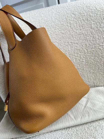 Hermes Picoton 22 in Sesame Clemence Leather with gold hardware