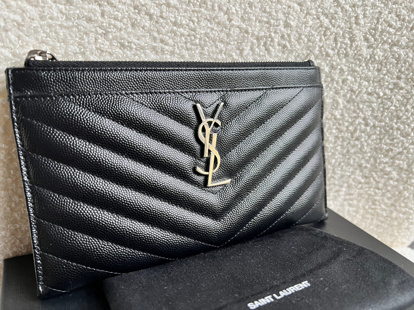 Yves Saint Laurent (YSL) Black Cassandra Zip Pouch (RRP £365)