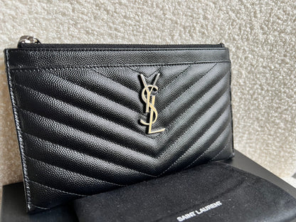 Yves Saint Laurent (YSL) Black Cassandra Zip Pouch (RRP £365)