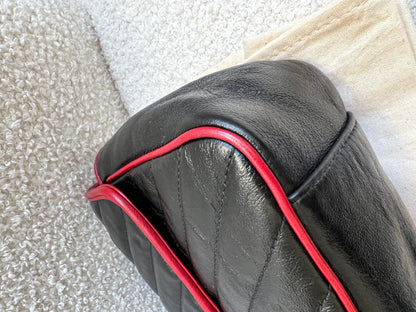 Gucci GG Black and Red Torchon Marmont Small Shoulder Bag