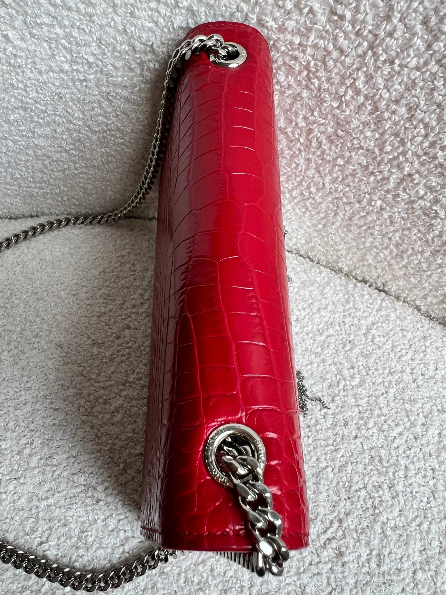 Yves Saint Laurent (YSL) Red Croc Small Kate with Silver Hardware (RRP £1,675)