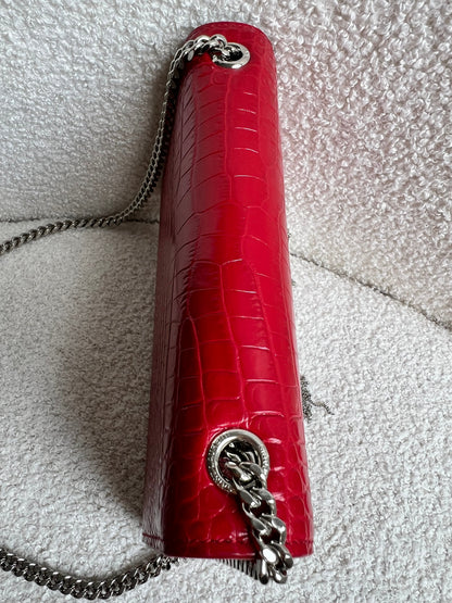 Yves Saint Laurent (YSL) Red Croc Small Kate with Silver Hardware (RRP £1,675)