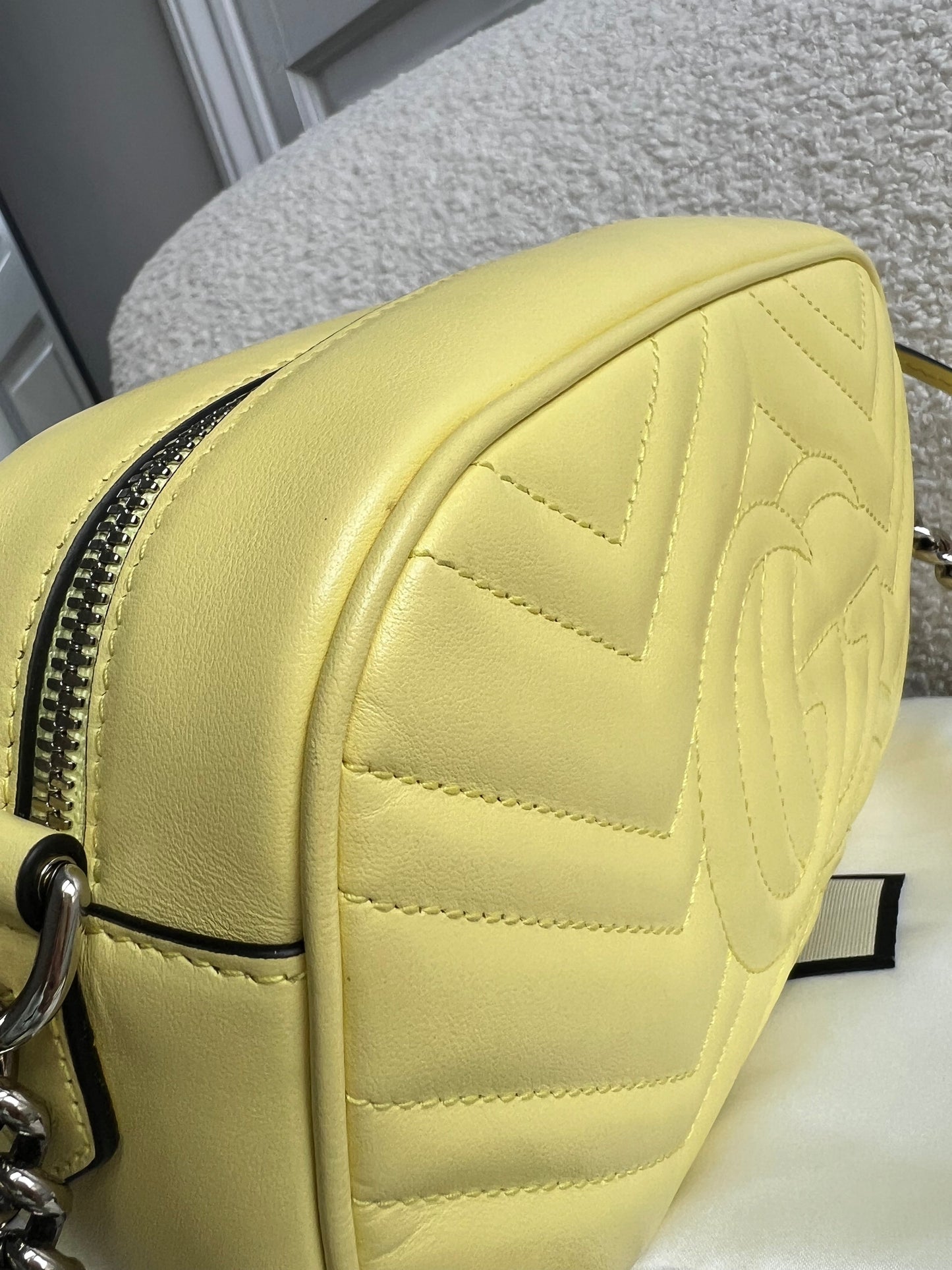 Gucci GG Pale Yellow Marmont Small Shoulder Bag (RRP £1440)