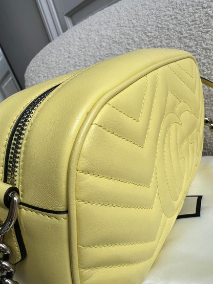 Gucci GG Pale Yellow Marmont Small Shoulder Bag (RRP £1440)