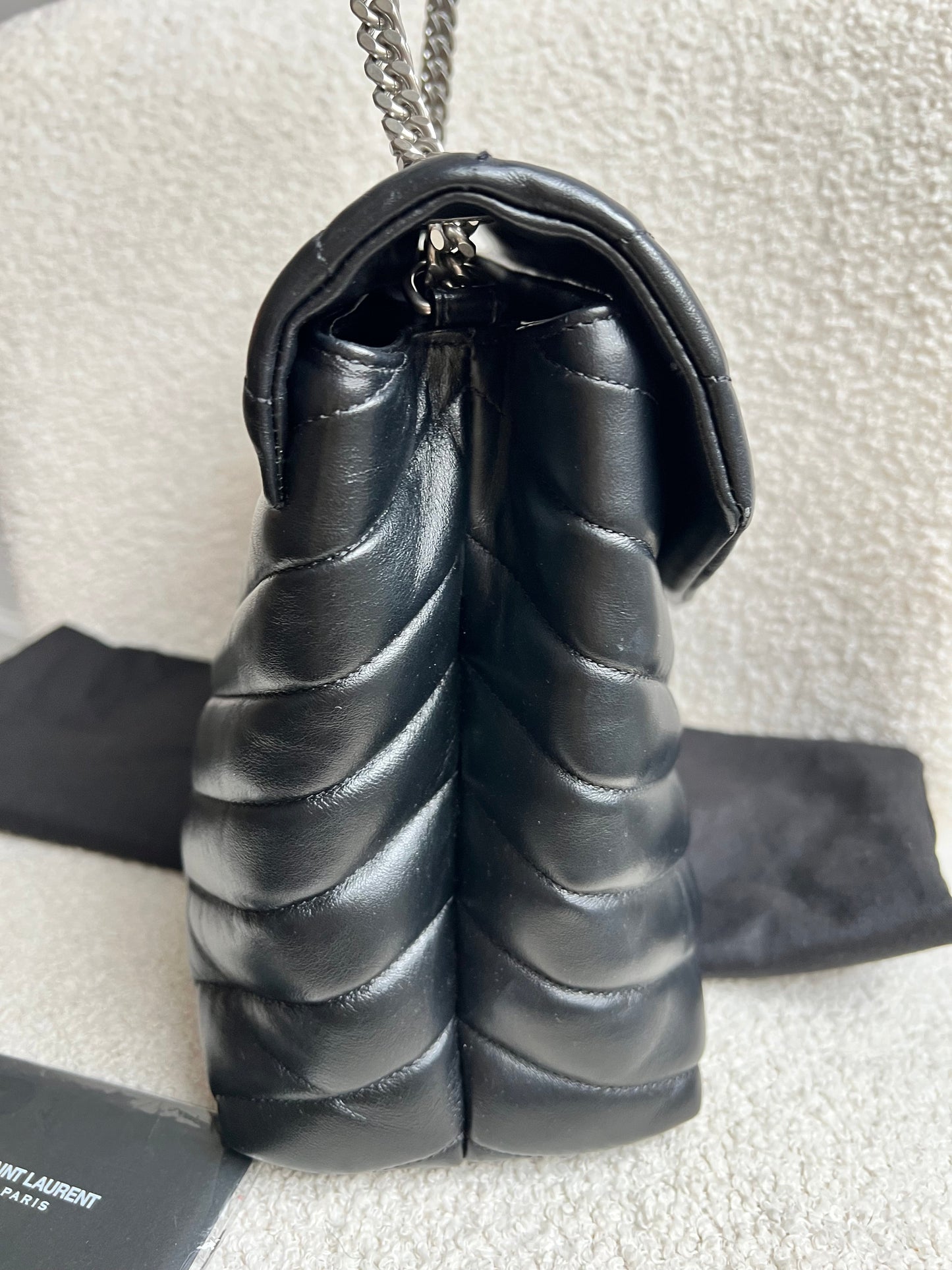 Yves Saint Laurent (YSL) Medium Black Lou Lou Silver Hardware