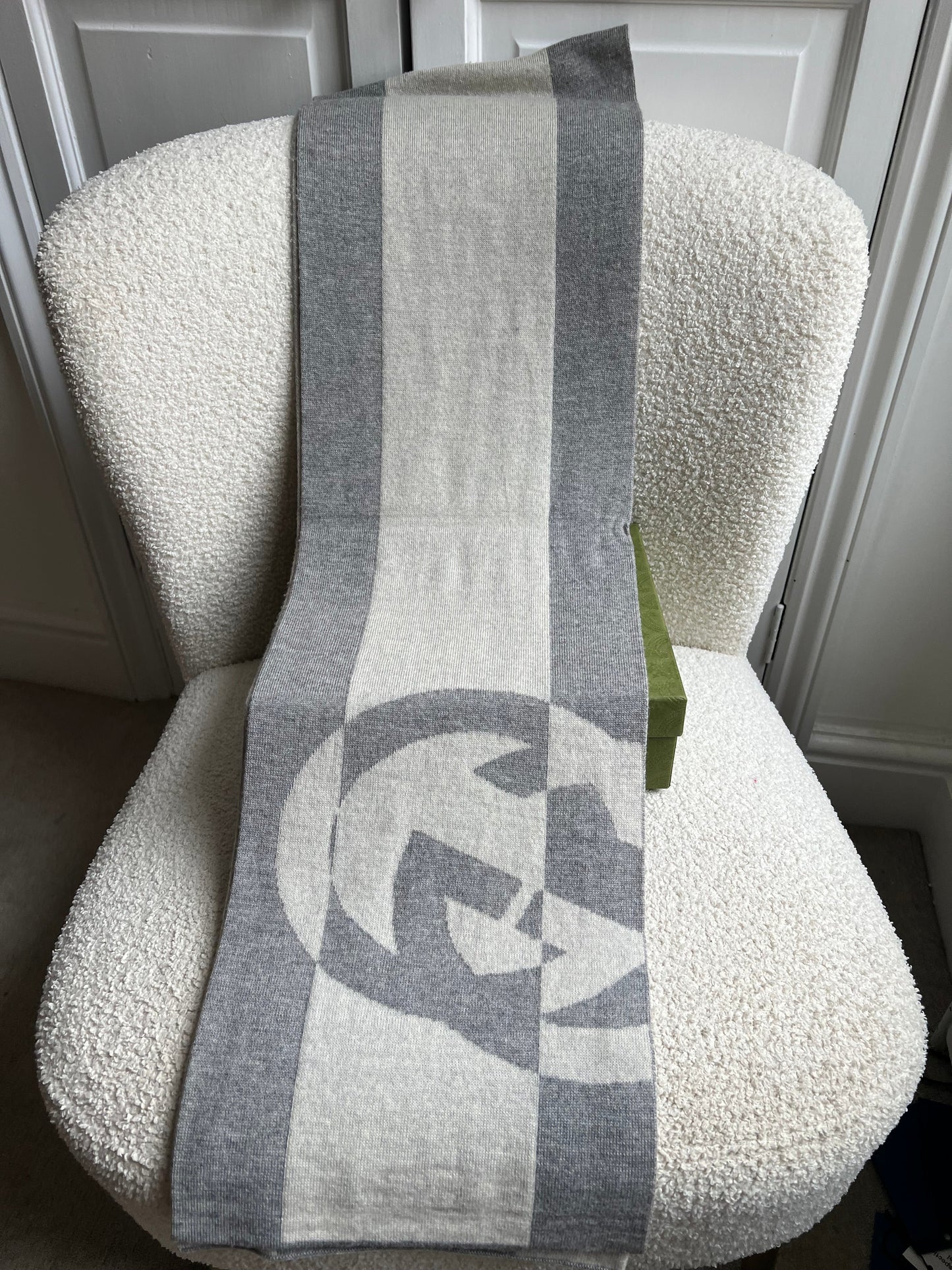 Gucci Grey GG Wool Scarf