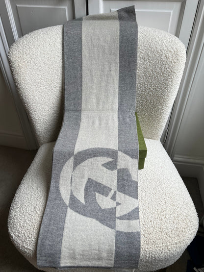 Gucci Grey GG Wool Scarf