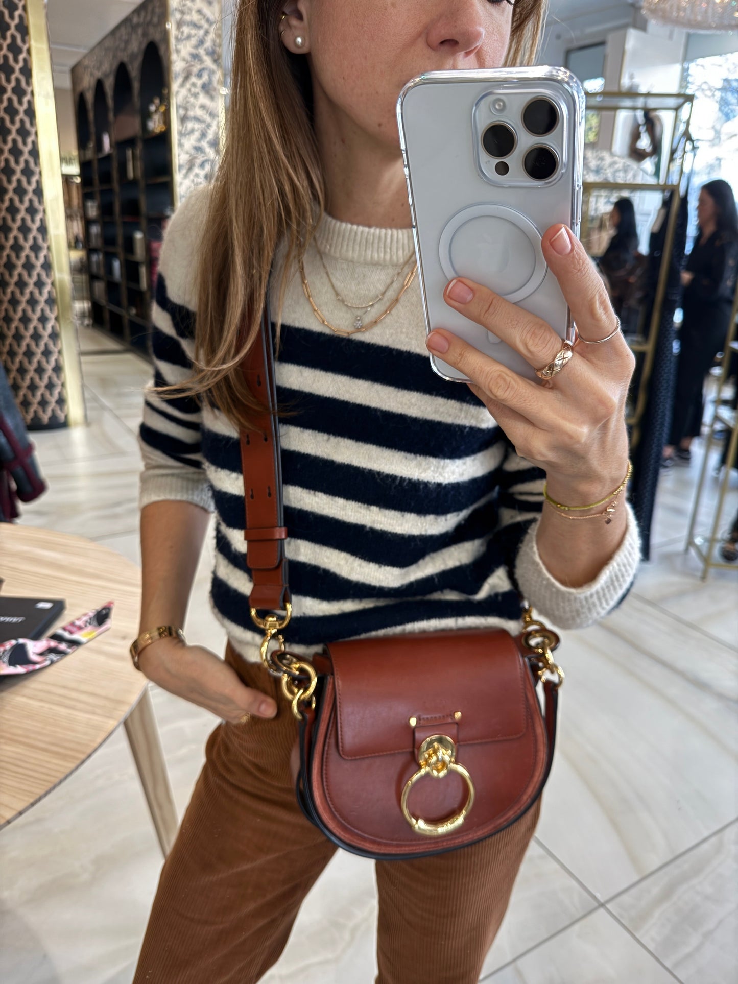 Tess Small Crossbody Bag in Sepia Brown