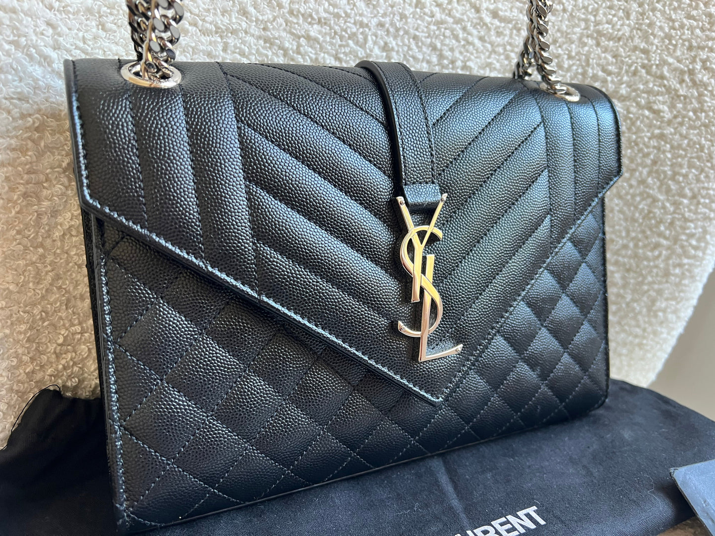 Yves Saint Laurent (YSL) Black Medium Envelope Bag (RRP £2,235)