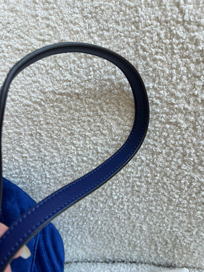 Gucci GG Blue Mini Velvet Marmont Mini Shoulder Bag