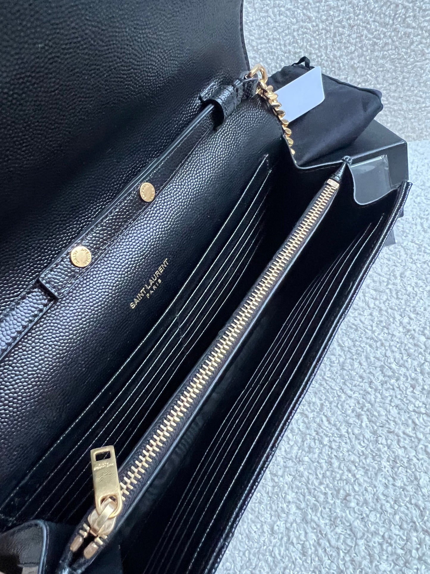 Yves Saint Laurent (YSL) Black Cassandre Envelope Chain Wallet (RRP £1,200)