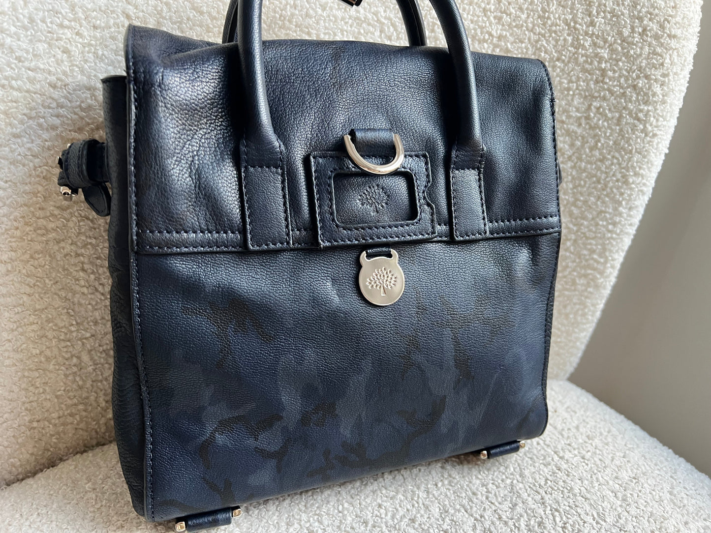 Mulberry Mini Cara Backpack in Midnight Blue Camo Printed Goat (RRP £995)