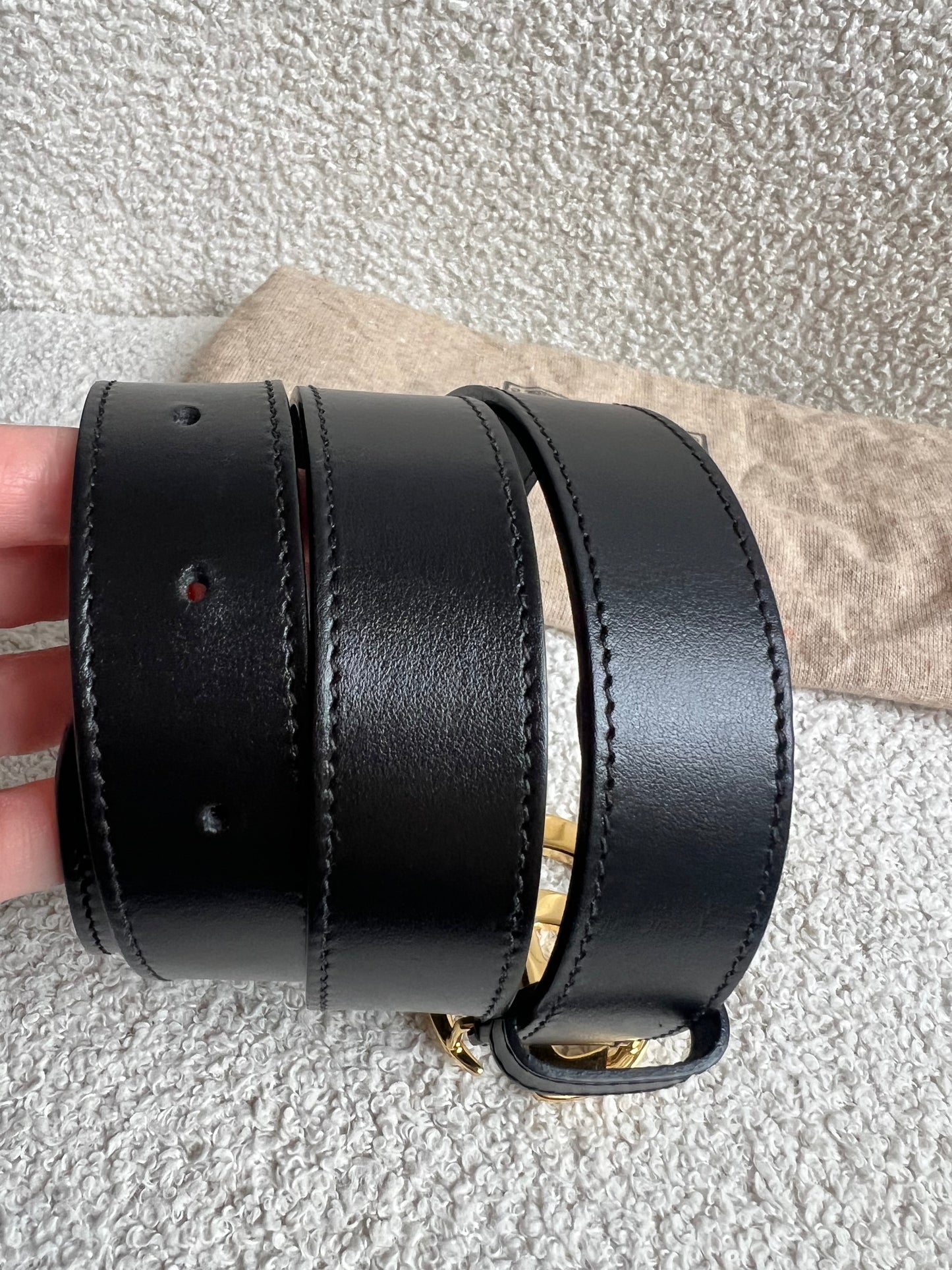 Gucci GG Marmont Black Leather Belt with Gold Buckle (RRP £395)