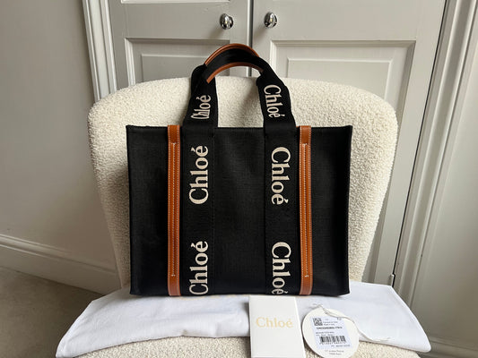 Chloe Medium Black Woody Tote Bag (RRP £990)