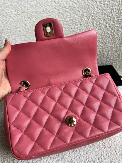 Chanel Mini Rectangular Classic Flap Valentines Day Edition in Pink Lambskin