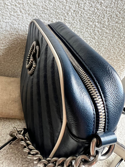 Gucci Torchon GG Navy Marmont Small Shoulder Bag
