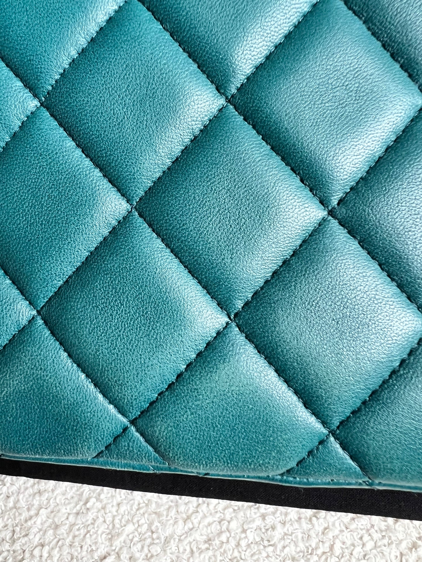 Chanel Maxi Single Flap in Teal Lambskin Silver Hardware