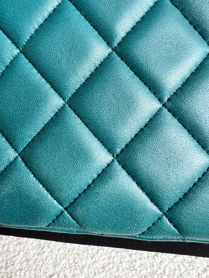 Chanel Maxi Single Flap in Teal Lambskin Silver Hardware
