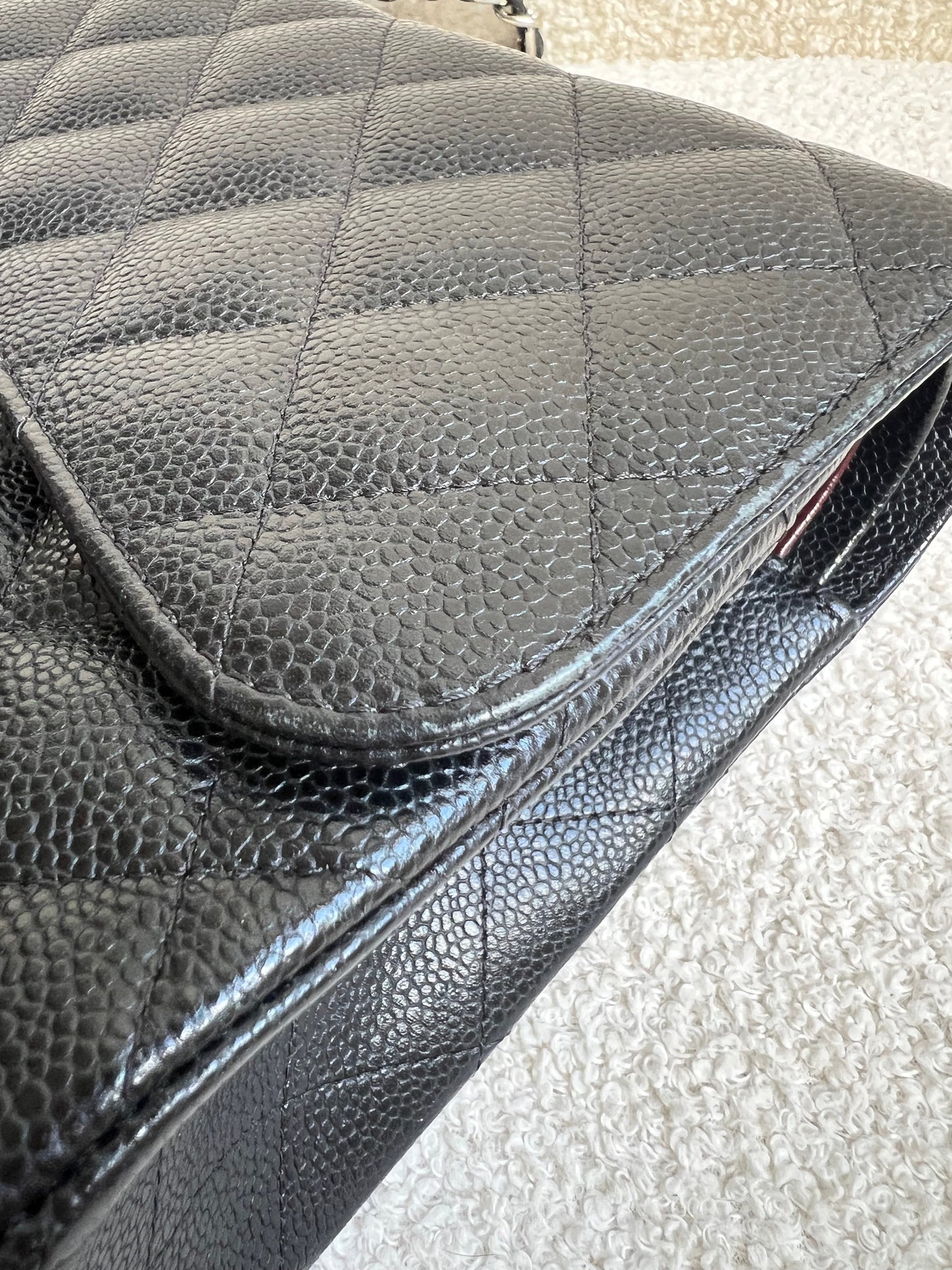 Chanel Jumbo Double Flap in Black Caviar with silver hardware