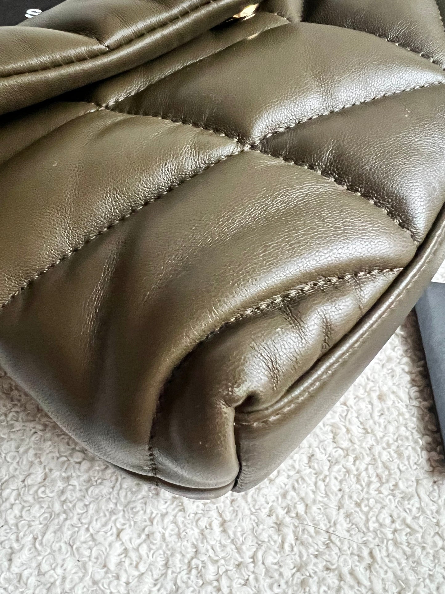 Yves Saint Laurent (YSL) Mini Puffer in Light Musk Quilted Lambskin (RRP £1720)