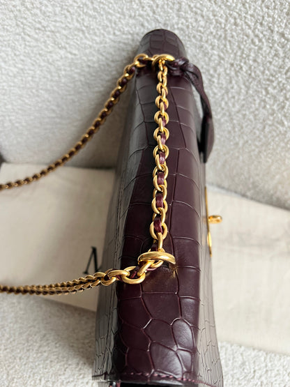 Mulberry Oxblood Deep Embossed Croc Medium Lily (RRP £1095)