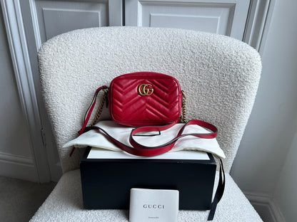 Gucci GG Hibiscus Red Marmont Mini Shoulder Bag (RRP £1360)