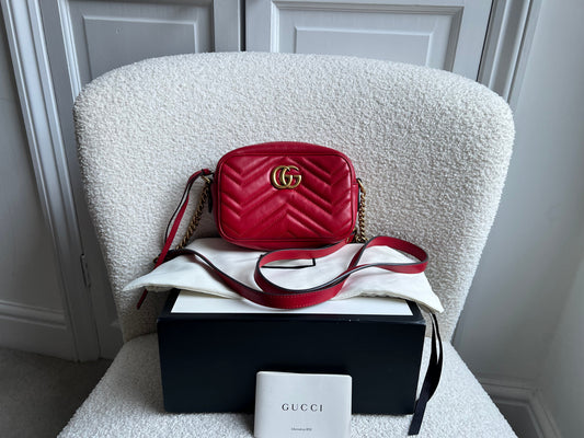 Gucci GG Hibiscus Red Marmont Mini Shoulder Bag (RRP £1360)