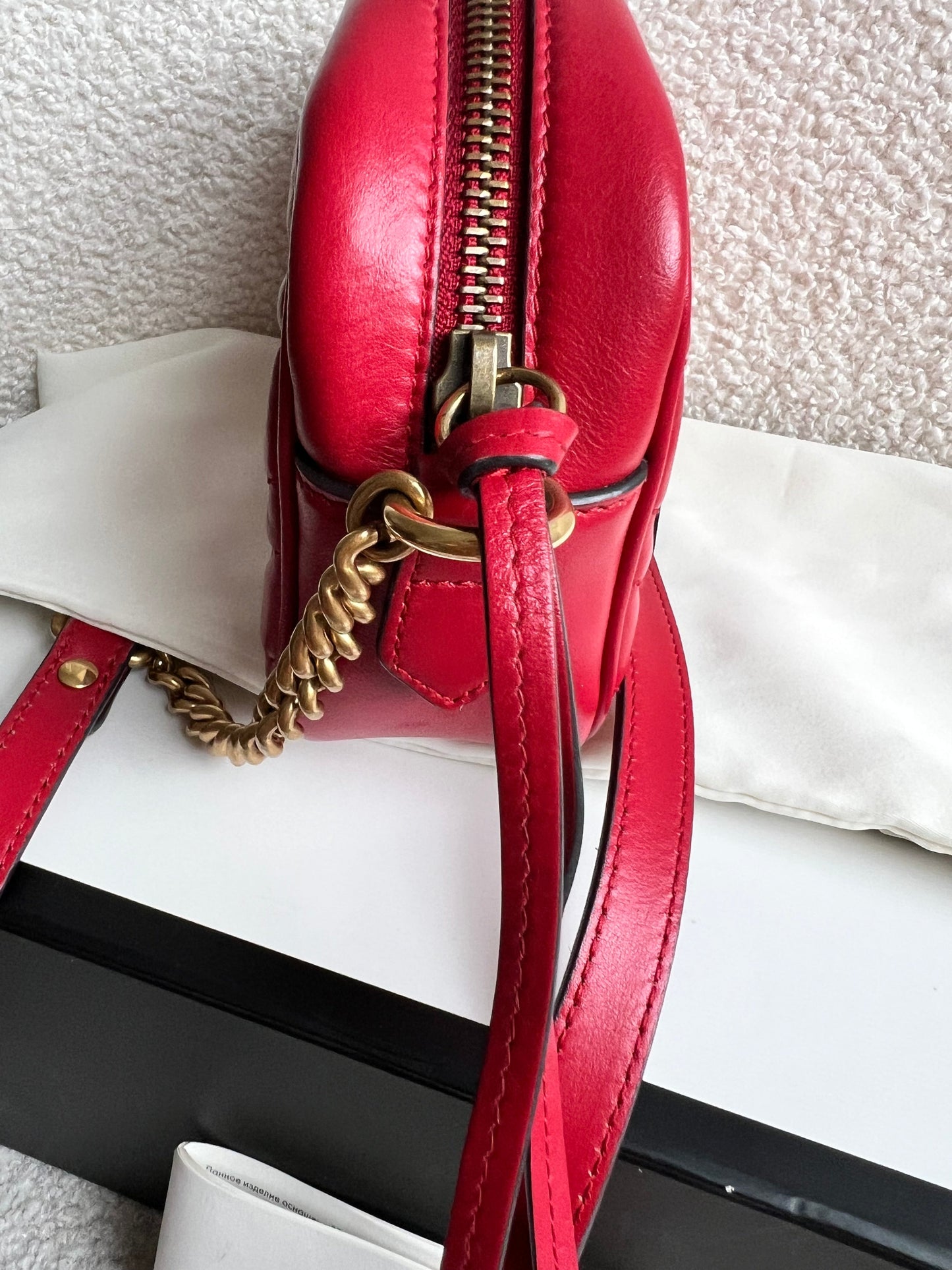 Gucci GG Hibiscus Red Marmont Mini Shoulder Bag (RRP £1360)