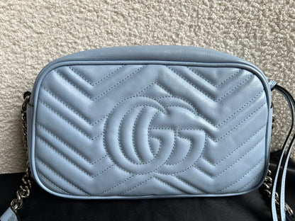 Gucci GG Pale Blue Marmont Small Shoulder Bag (RRP £1440)