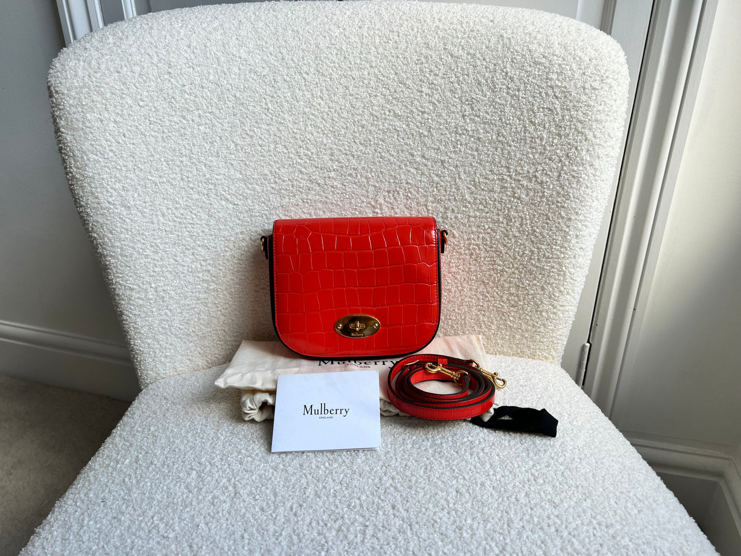 Mulberry Red Croc Small Darley Satchel  (RRP £599)