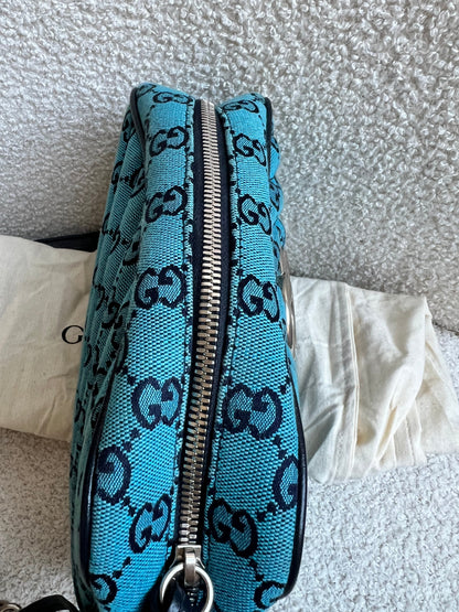 Gucci GG Marmont Blue Canvas Small Shoulder Bag (RRP £1050)