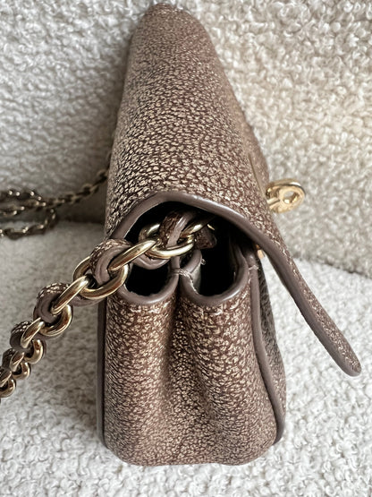 Mulberry Metallic Mushroom Mini Lily with gold Hardware