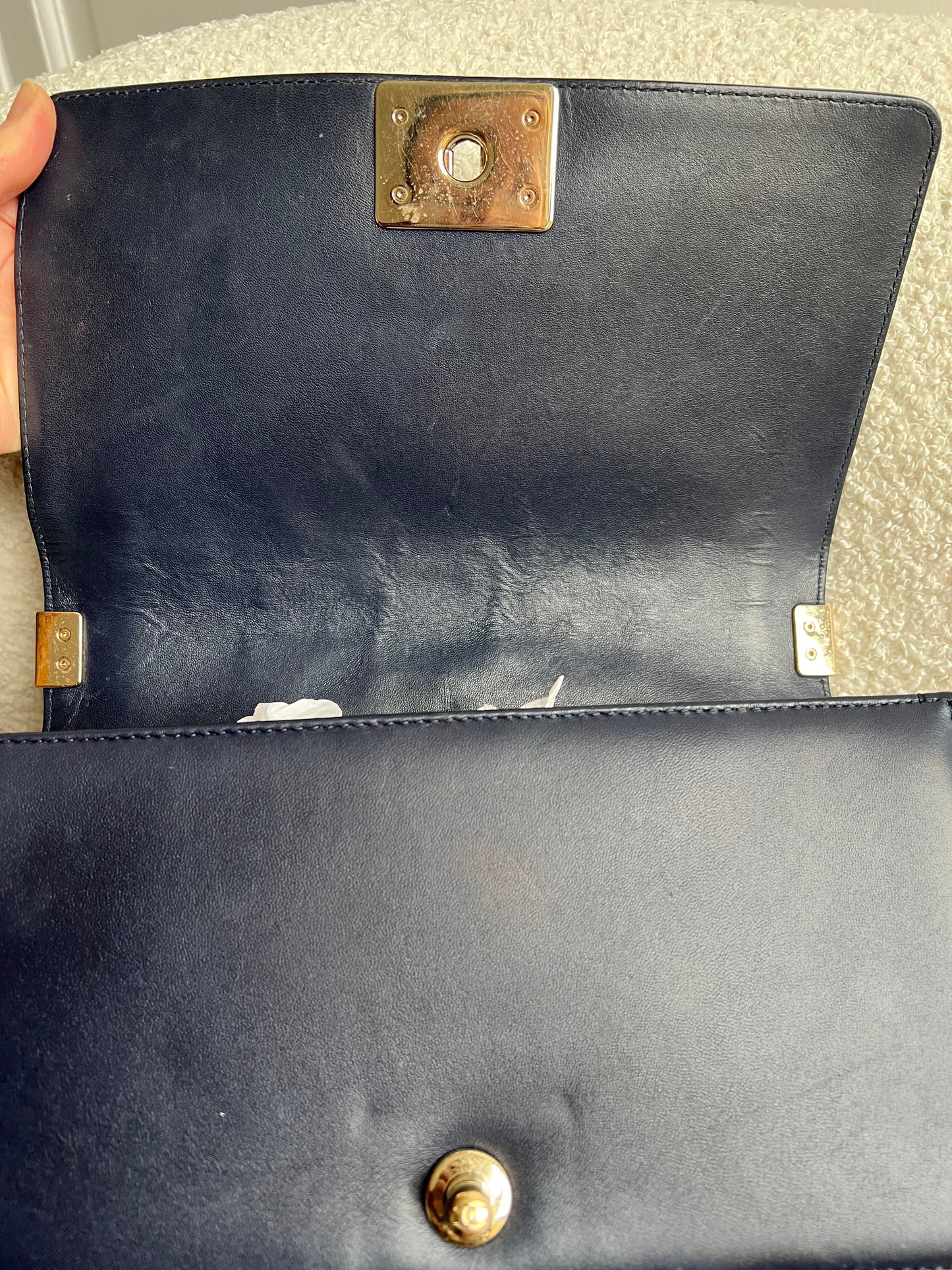 Chanel Navy Blue Lambskin Medium Boy Bag (RRP £5800)