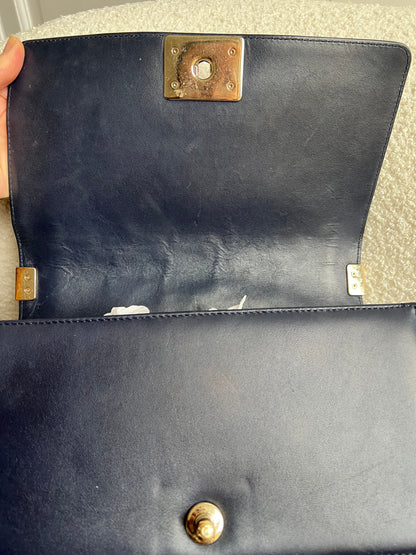 Chanel Navy Blue Lambskin Medium Boy Bag (RRP £5800)