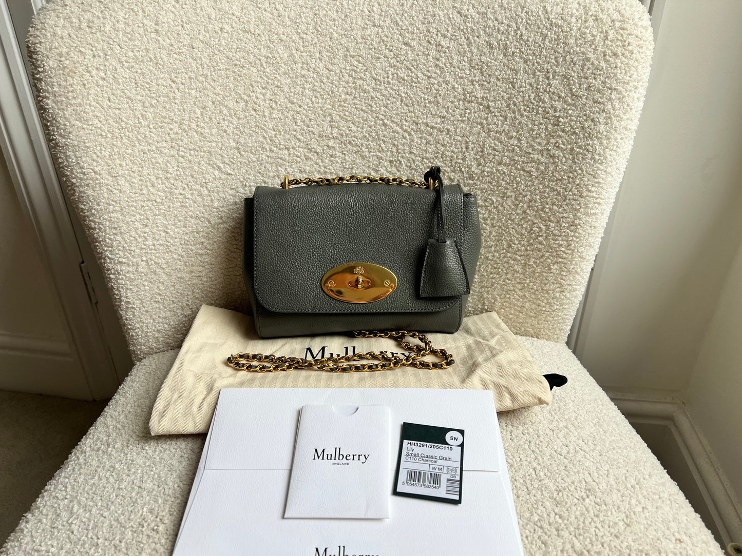 Mulberry Charcoal Grey Regular Lily with Gold Hardware (RRP £995)