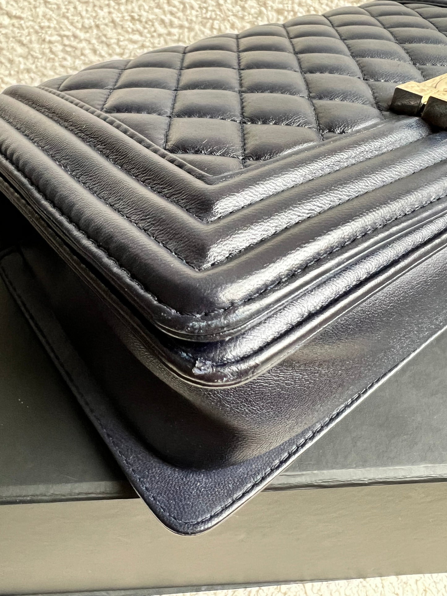 Chanel Navy Blue Lambskin Medium Boy Bag (RRP £5800)